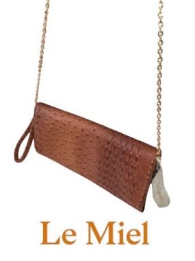 Le Miel Vegan Brown Ostrich Textured Convertible Clutch Shoulder Bag